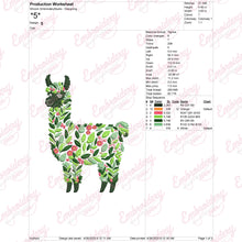 Tropical Leaves And Flowers Llama Embroidery Design