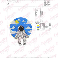 Astronaut Sitting in Space Embroidery Design