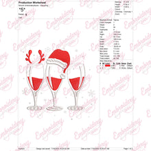 Christmas Wine Glasses with Santa Hat Embroidery Design