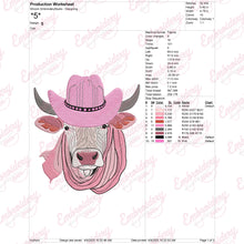 Pink Cow and Cowboy Hat Embroidery Design