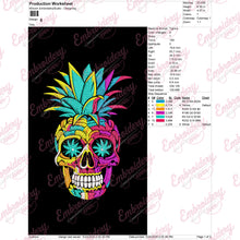 Tropical Pineapple Skull Embroidery Design