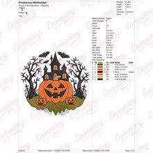 Halloween Pumpkin Haunted Castle Embroidery Design