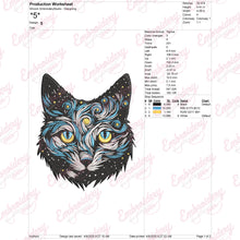 Starry Night Cat Face Embroidery Design