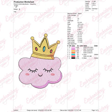 Cloud With Crown Embroidery Design
