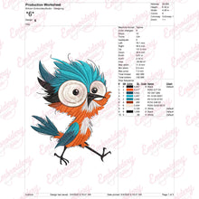 Cartoon Colorful Bird Embroidery Design