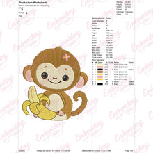 Monkey With Banana Embroidery Design