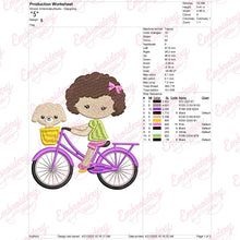 Cute Girl Riding Bicycle Embroidery Design
