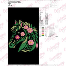Beautiful Floral Horses Embroidery Design