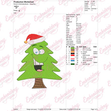 Happy Christmas Tree Embroidery Design