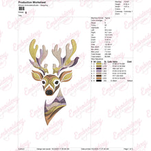 Colorful Deer Head Embroidery Design