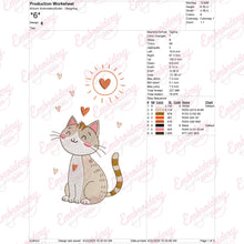 Colorful Cute Cat Embroidery Design