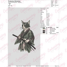 Funny Samurai Cat Embroidery Design
