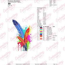 Colorful Three Feathers Embroidery Design