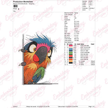 Colorful Peeking Parrot Embroidery Design