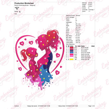 Mother And Daughter Embroidery Design