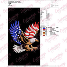 American Eagle with Flag Wings Embroidery Design