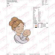 Mother and Baby Embroidery Design