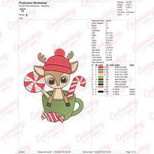 Cute Christmas Reindeer In A Cup Embroidery Design