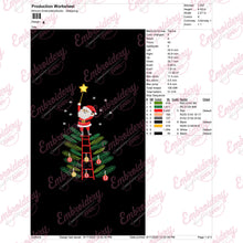 Santa Claus Decorating Tree Embroidery Design