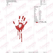 Bloody Hand For Halloween Embroidery Design