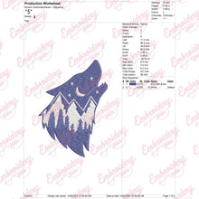 Wolf With Mountains Embroidery Design