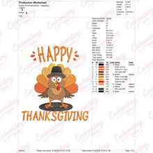 Happy Thanksgiving Turkey Embroidery Pattern