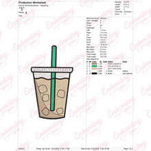 Iced Coffee Embroidery Design