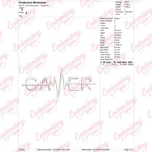Gamer Heartbeat Embroidery Design