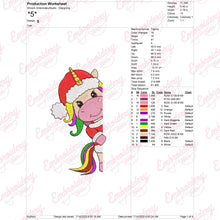 Peeking Unicorn Christmas Embroidery Design