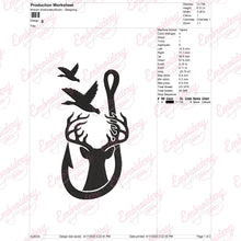 Duck Deer and Hook Hunting Embroidery Design