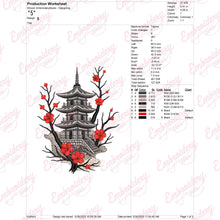Japanese Pagoda Embroidery Design