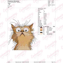 Cat With Startled Expression Embroidery Design