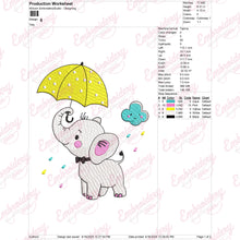 Cute Elephant With Umbrella Embroidery Design