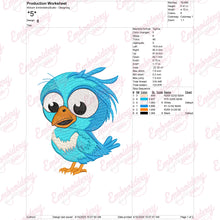 Cute Blue Cartoon Bird Embroidery Design