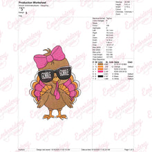 Thanksgiving Gobble Girl Bow Turkey Embroidery Design