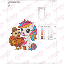 Cute Unicorn Hugs Turkey Thanksgiving Embroidery Design