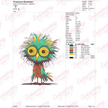 Unique Crazy Bird Cartoon Embroidery Design