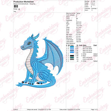 Cute Blue Dragon Embroidery Design