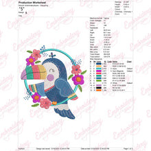 Toucan With Floral Wreath Embroidered Design