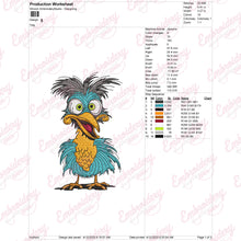 Funny Crazy Bird Embroidery Design
