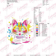 I Love Pets Cat Embroidery Design