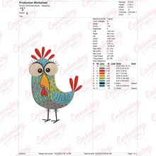 Funny Crazy Chicken Embroidery Design