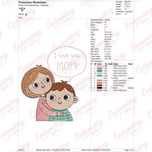I love you Mom Mothers Day Embroidery Design