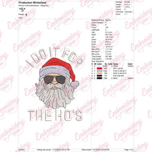 I Do It For The Ho's Christmas Santa Embroidery Design