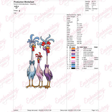 Colorful Crazy Chickens Embroidery Design