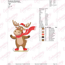 Christmas Moose Skating Embroidery Design