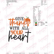 Give Thanks With All Your Heart Thanksgiving Embroidery Design