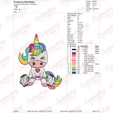 Unicorn Weightlifting Embroidery Design