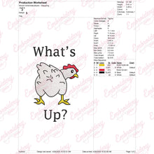 What's Up Chicken Butt Funny Chicken Embroidery Design