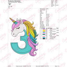 Unicorn Number 3rd Birthday Embroidery Design